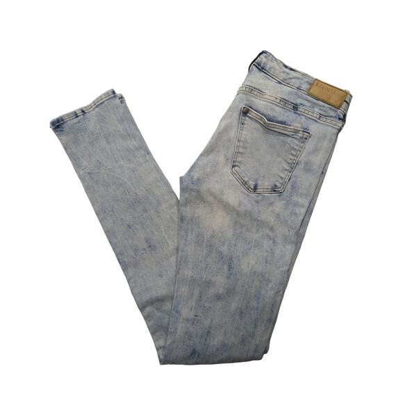 &Denim Women's Size 29/34 Skinny Low Waist Light Acid Wash Distressed Jeans - Picture 1 of 3
